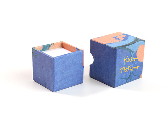 Stamping Custom Printed Jewellery Boxes Blue Cardboard Earring With Finger Position
